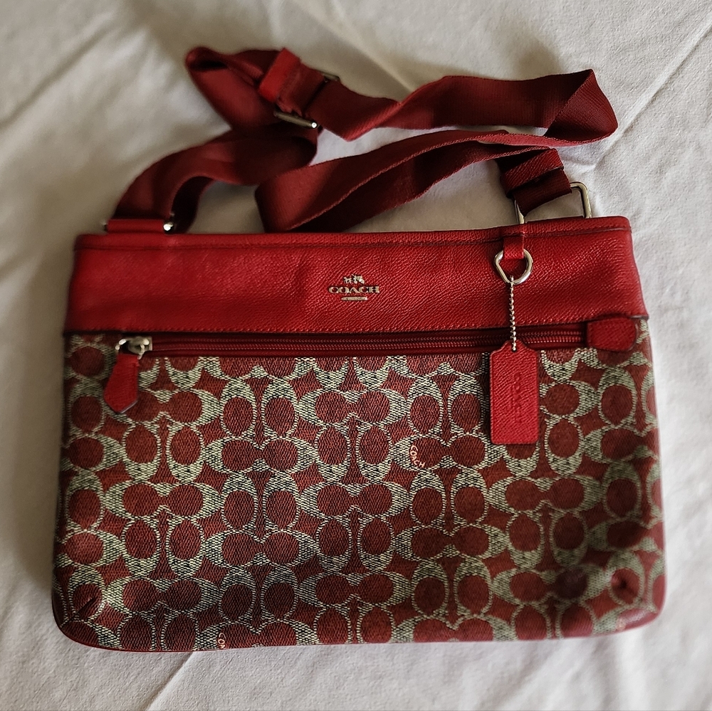 Coach Red and Grey Crossbody Bag